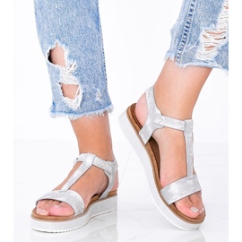 Stříbrné sandály ve vzoru hadí kůže Kiko stříbrný 1