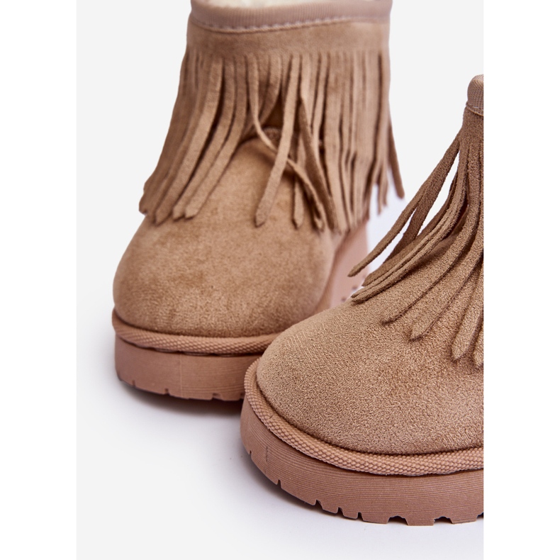 Zateplené dětské sněhule s ozdobnými třásněmi Béžová Nimia béžový 1