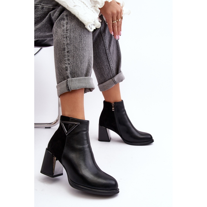 S.Barski Dámské kožené kotníkové boty D&amp;A CR8171 Black černý 2