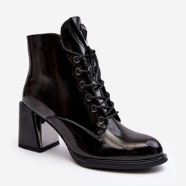 S.Barski Dámské šněrovací boty D&amp;A CR8163 Black černá 3