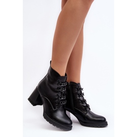 S.Barski Dámské šněrovací boty na vysokém podpatku D&A CR8120 Black černá 2 S.Barski Dámské šněrovací boty na vysokém podpatku D&A CR8120 Black černá 2