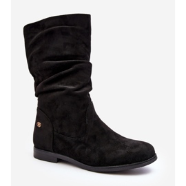 Dámské ploché kozačky s nařaseným svrškem, černá Kotine 1