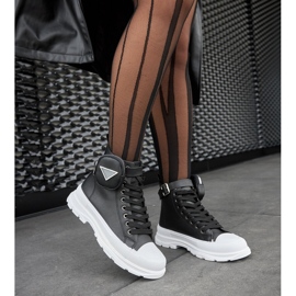 Černé tenisky Bolman na vysoké platformě černý 2