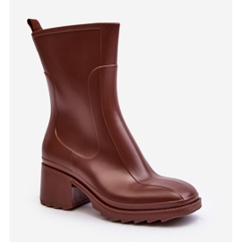 Dámské matné holínky na vysokém podpatku, hnědá Bertaida hnědý 1