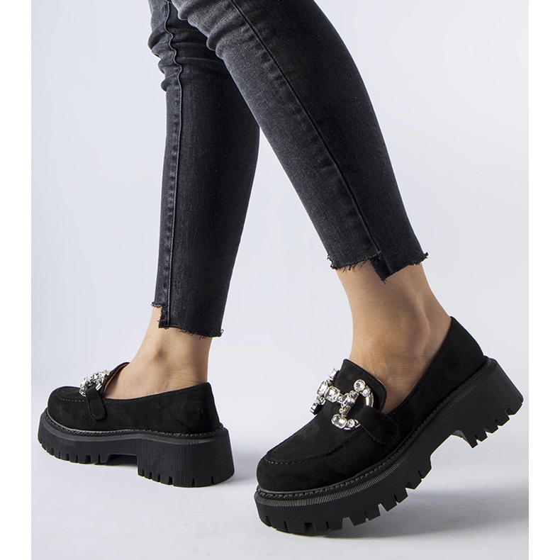 Černé mokasíny Crescenzo s kamínky černá 1