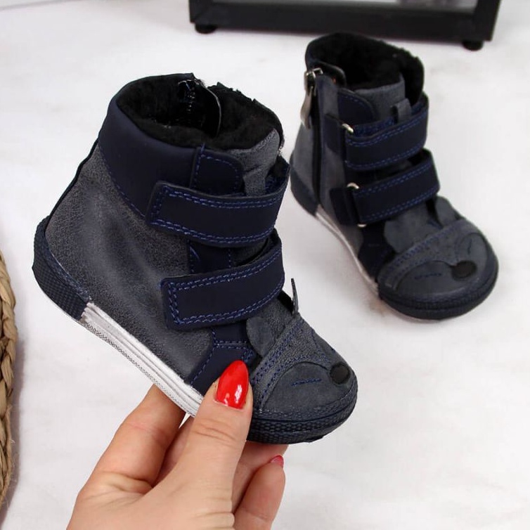 Kornecki kotníkové boty na suchý zip Jr 6583 KOR6583A 1