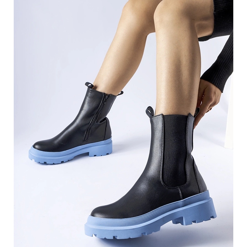 Černé boty Georgette s modrou podrážkou černý 1