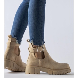 Béžové kotníkové boty s ozdobným zapínáním Sarrazin béžový 1
