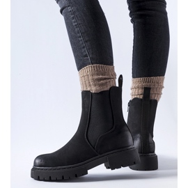 Černé zateplené matné kotníkové boty Piedalue černá 1 Černé zateplené matné kotníkové boty Piedalue černá 1