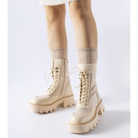 Béžové dělnické boty s masivní podrážkou Olona béžový 1