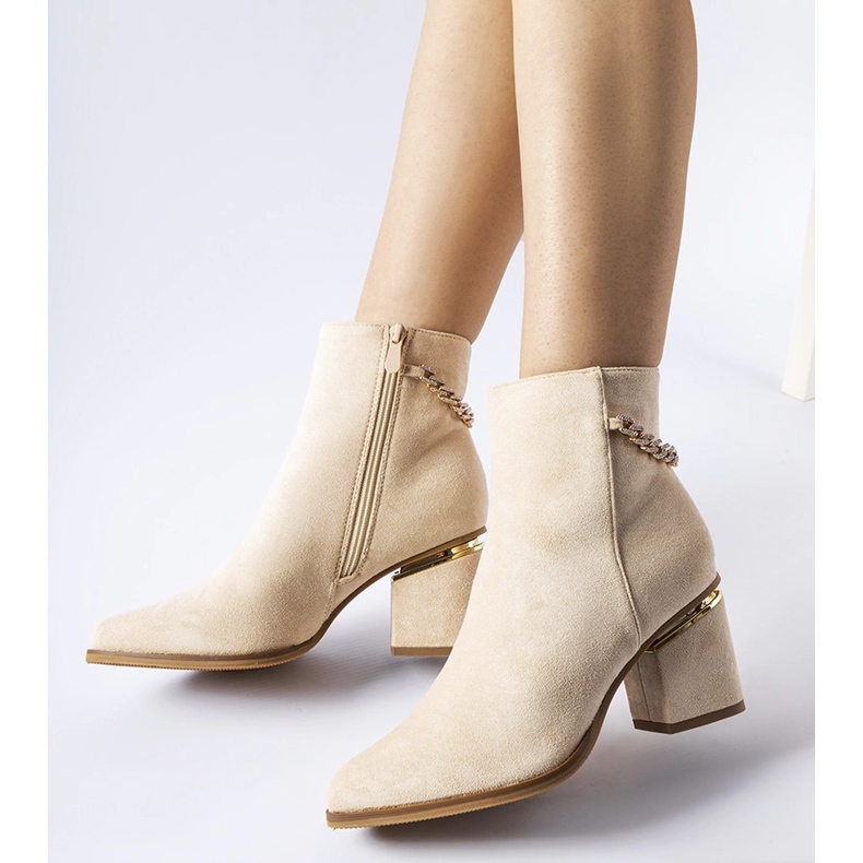 Béžové zateplené kotníkové boty Hiney béžový 1