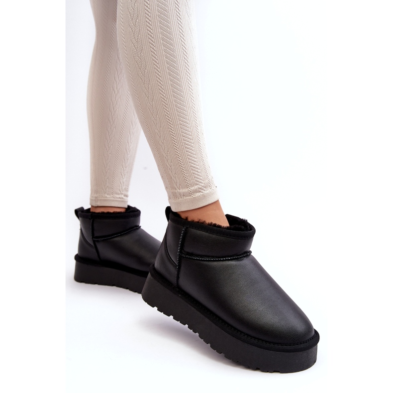 Kožené dámské sněhule na platformě černé Loreley černý 1