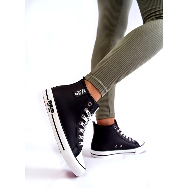 Klasické vysoké zateplené tenisky Big Star KK274598 černé černá 4