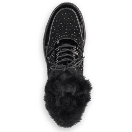 Černé kožené zateplené kožené kozačky Rieker 93312-00 na platformě černá 2