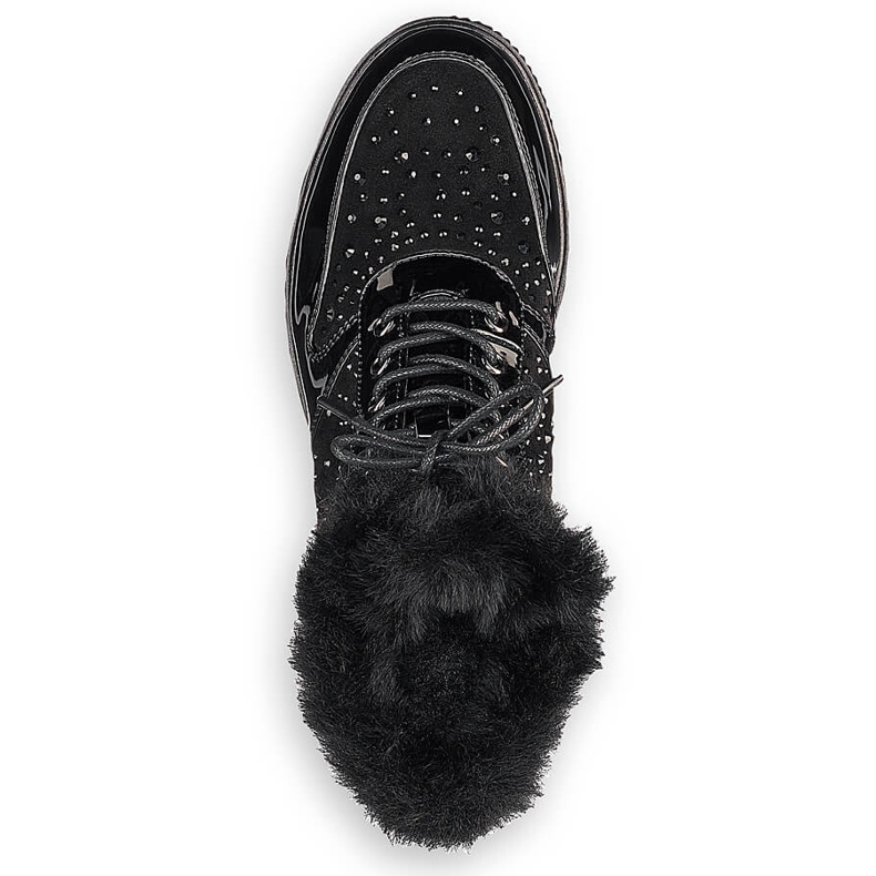 Černé kožené zateplené kožené kozačky Rieker 93312-00 na platformě černá 2