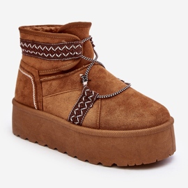 Dámské sněhule na silné podrážce se šněrováním Camel Milson hnědý 2