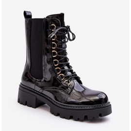 Dámské černé boty Charmea Patent Worker černý 1