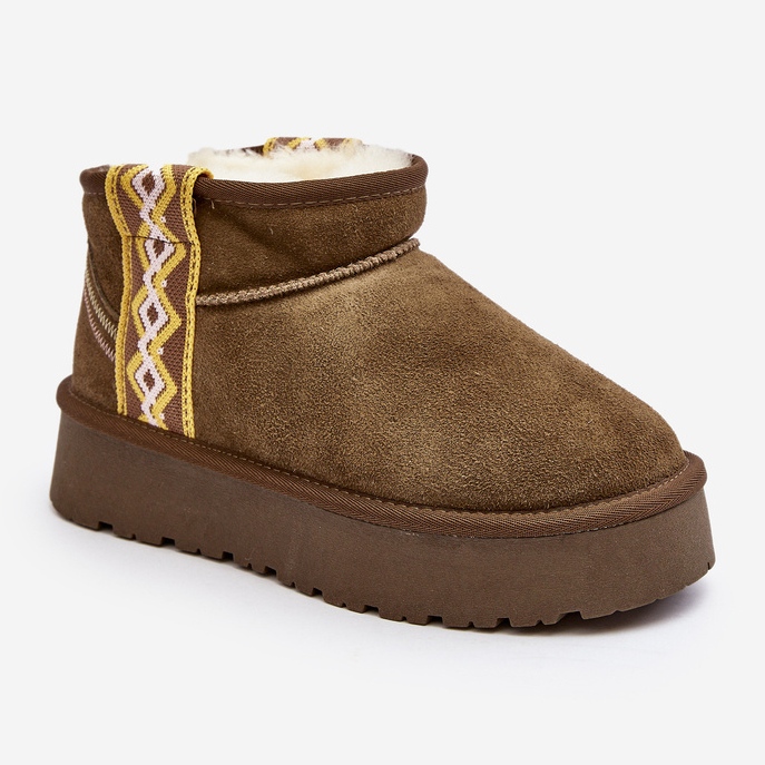 Dámské semišové sněhule se silnou podrážkou, zelená Vebissat 2