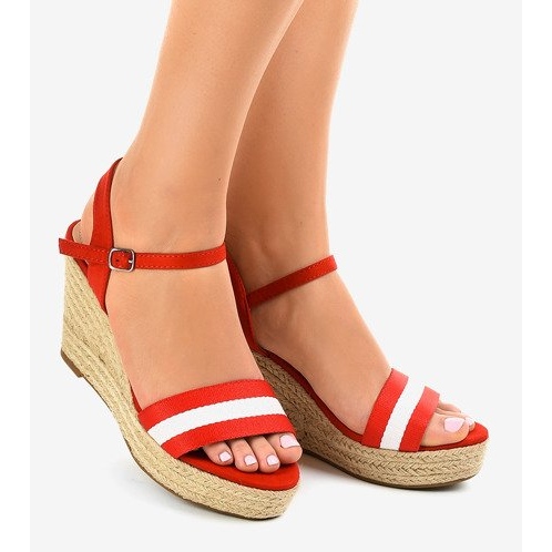 Klínové sandály espadrilles 9072 červený 1