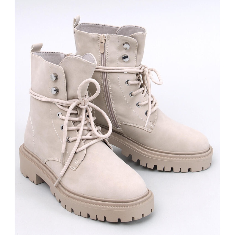 Šněrovací kotníkové boty Simmo Beige s chráničem béžový 1