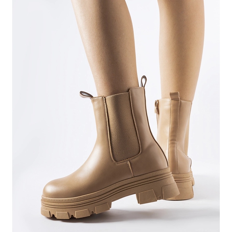 Béžové kotníkové boty na platformě Placido béžový 1