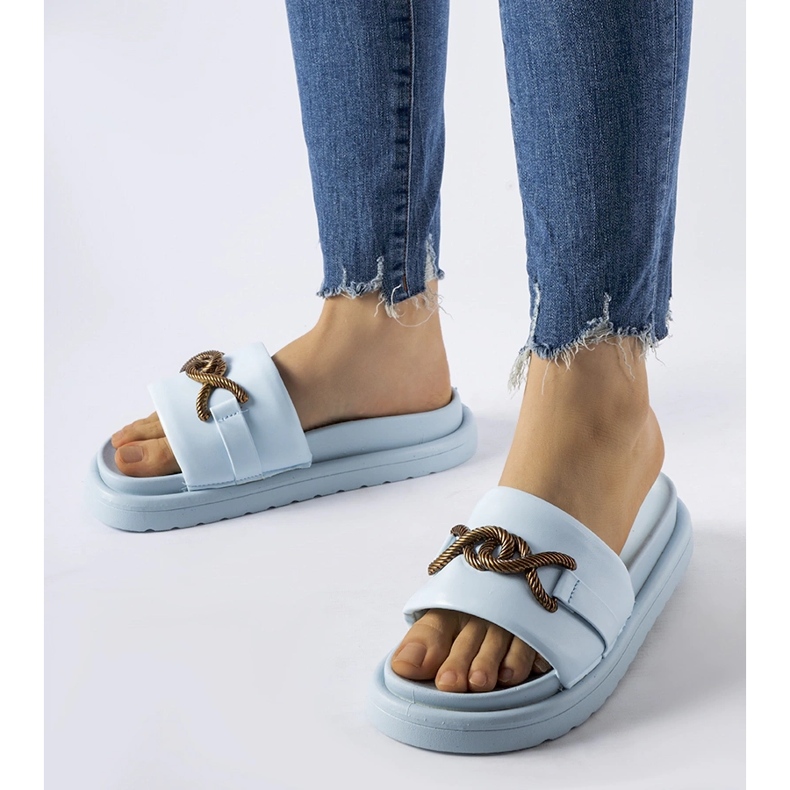 Modré žabky na platformě Frédérique modrý 1