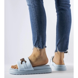 Modré žabky na platformě Frédérique modrý 2