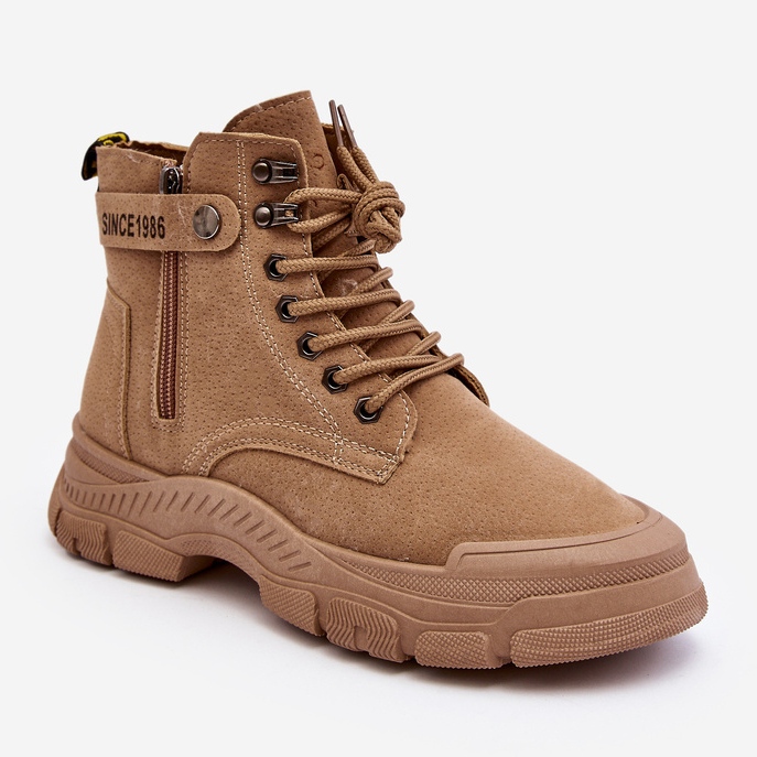 Zateplené semišové dámské kotníkové boty Béžová Jailina béžový 1