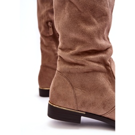 Super Me Béžové dámské ploché kozačky nad kolena Bikka béžový 3