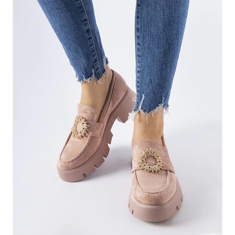 Růžové mokasíny zdobené Stanislasovou sponou růžový 1