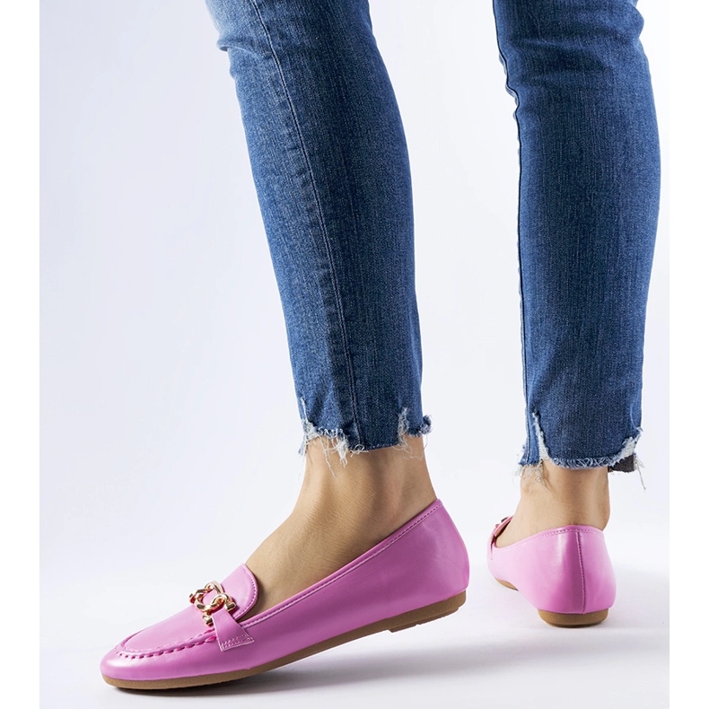 Růžové mokasíny zdobené sponou Gaston růžový 1