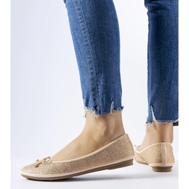 Béžové balerínky zdobené zirkony Hulotais béžový 1