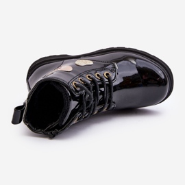 Dětské lakované kotníkové boty se zdobením, Black Adete černá 1 Dětské lakované kotníkové boty se zdobením, Black Adete černá 1