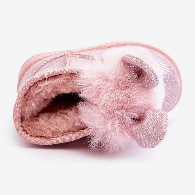 Dětské sněhule zateplené kožíškem, světle růžové Betty Ears růžový 1