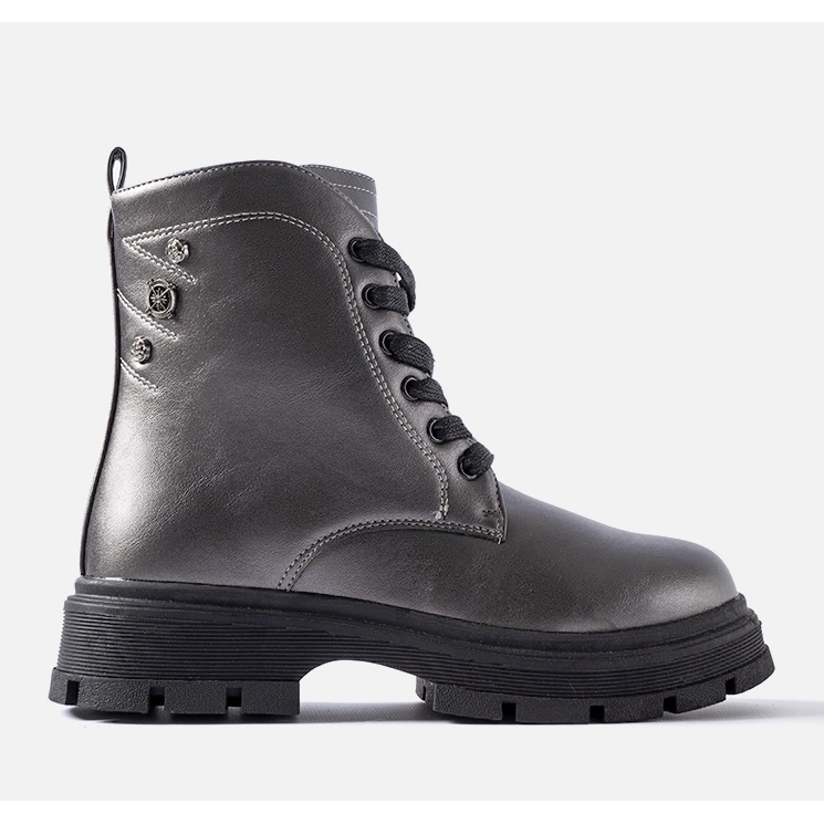 Grafitové zateplené dívčí kozačky značky Basara šedá 1