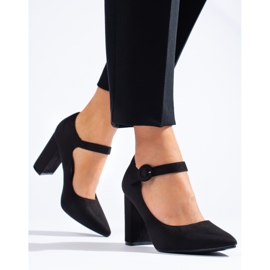 Černé semišové lodičky Shelovet na vysokém podpatku černá 1