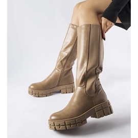 Hnědé zateplené ploché boty Ceredano béžový 1