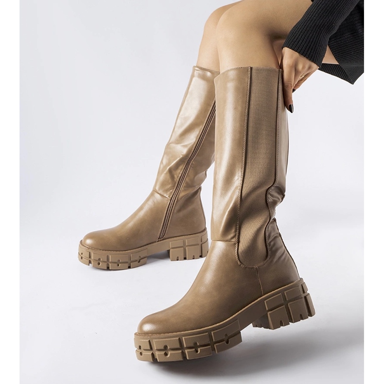 Hnědé zateplené ploché boty Ceredano béžový 1