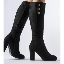 Černé kozačky zdobené zirkony Lightning černá 1