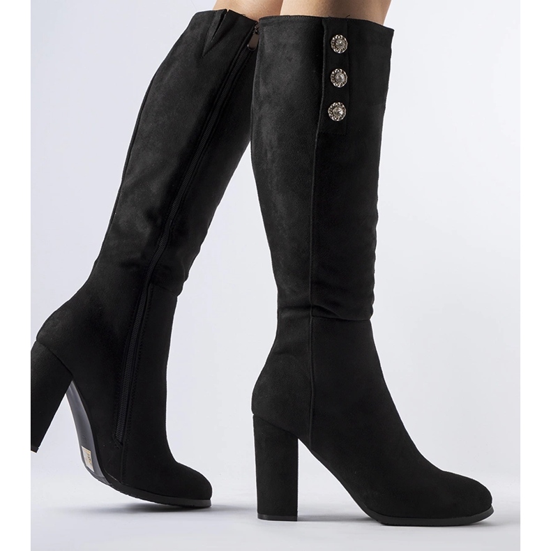 Černé kozačky zdobené zirkony Lightning černá 1