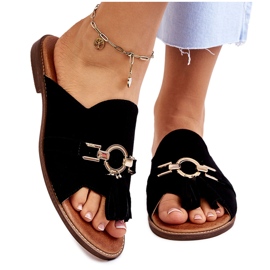 Lewski Shoes Dámské semišové pantofle Leewski Boty 3226 Black černý 5