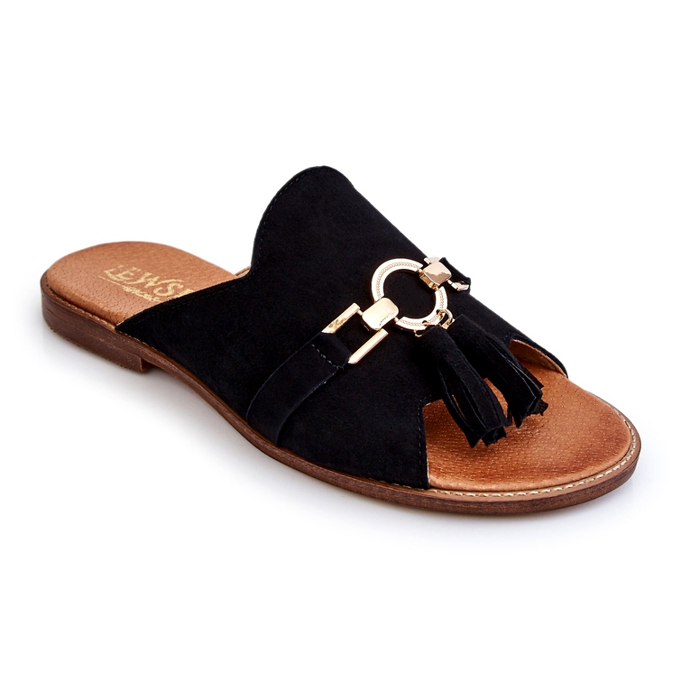 Lewski Shoes Dámské semišové pantofle Leewski Boty 3226 Black černá 4