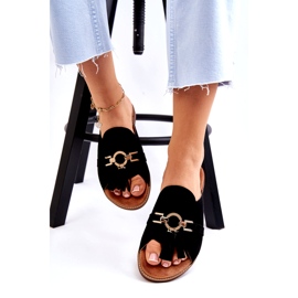 Lewski Shoes Dámské semišové pantofle Leewski Boty 3226 Black černá 3