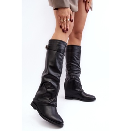 Dámské ploché kozačky s nařaseným svrškem, černá Tercella černý 2
