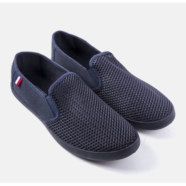 Pánské tmavě modré prolamované tenisky od Garibaldi modrý 1