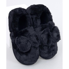 Kožešinové pantofle s mašlí Emres Black černá 1