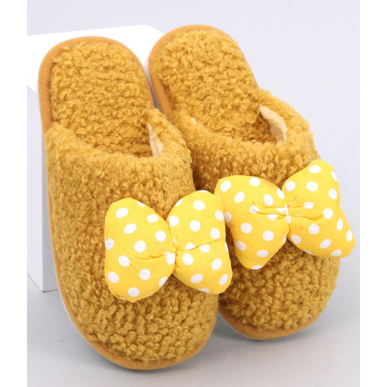 Dětské pantofle s mašlí, Child Yellow žluť 1