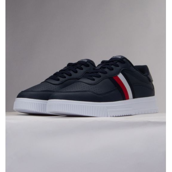 Boty Tommy Hilfiger Supercup Leather Stripes M FM0FM04824 DW5 modrý 1