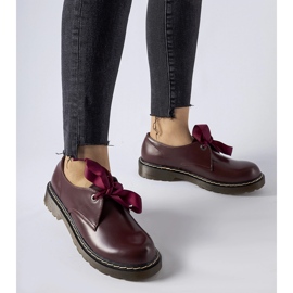 Kaštanové boty s ozdobnou mašlí od Rodriguez červené 1