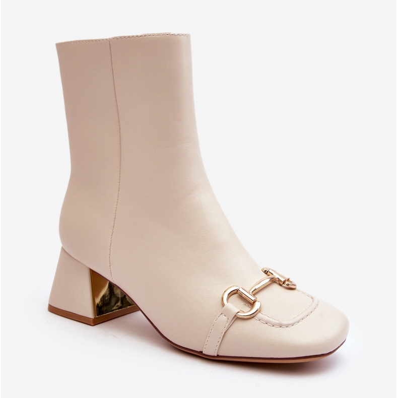 Kotníkové boty na vysokém podpatku se zdobením, světle béžová Adinah béžový 2